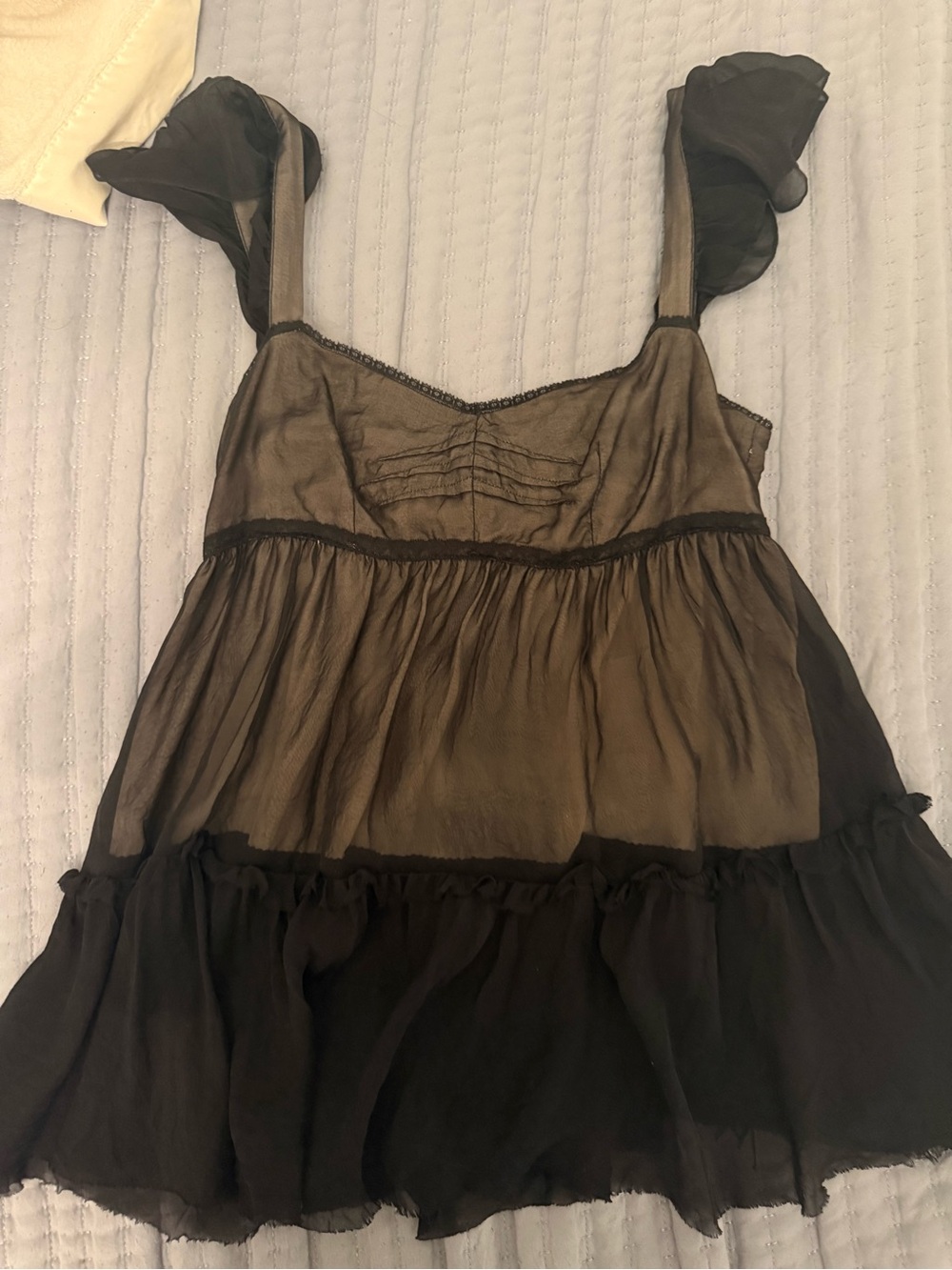 D&G Sheer Black Ruffled Babydoll Chemise